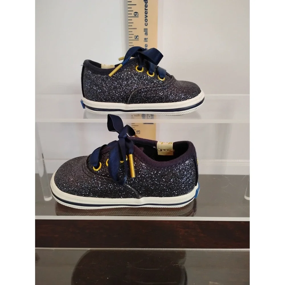 Keds x Kate Spade Navy Blue Glitter Champion Crib Shoes Infant Size 1M Sneaker